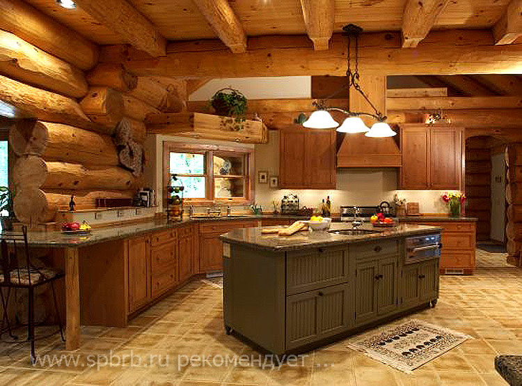  Интерьер кухни деревянного дома с печью