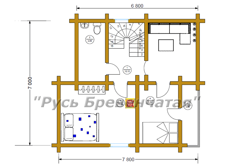 Планировка второго этажа бревенчатого дома