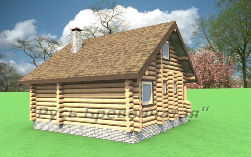 3D макет рубленого гостевого дома
