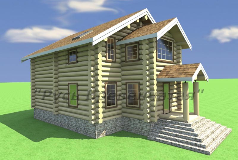Проект двухэтажного деревянного дома с мансардой и лоджией