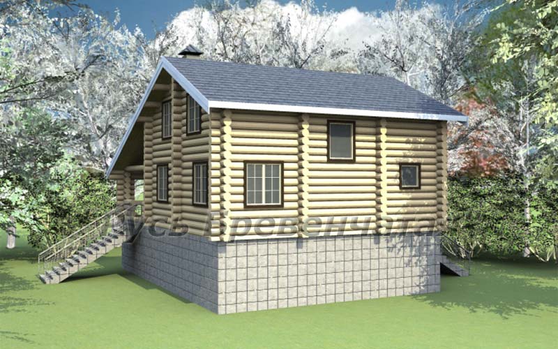 Проект деревянного дома площадью 165 кв.м. с террасой